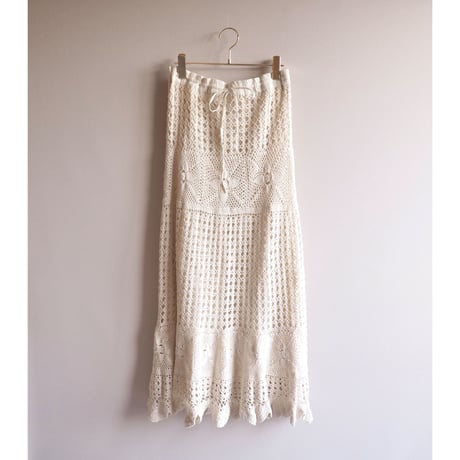 vintage ivory crochet maxi skirt