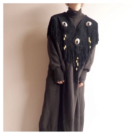 vintage suede leather fringe collar