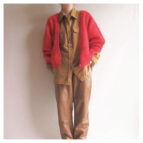 vintage red mohair cropped cardigan