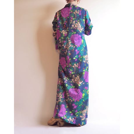 70s made in Sweden glitter floral maxi dress