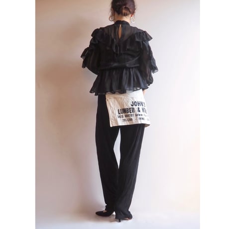 used ruffle stripe sheer blouse