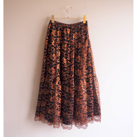 90s "Carole Little Sport" lace tiered midi skirt