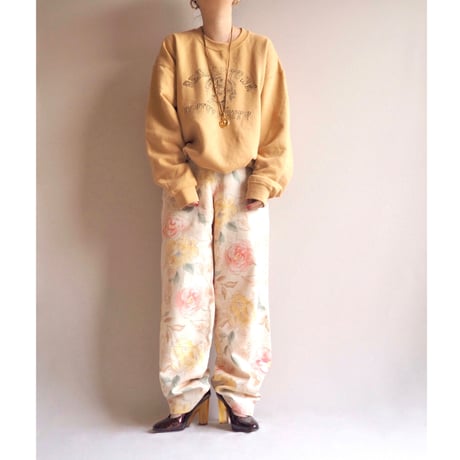 ”Talbot" floral silk × cotton wide pants