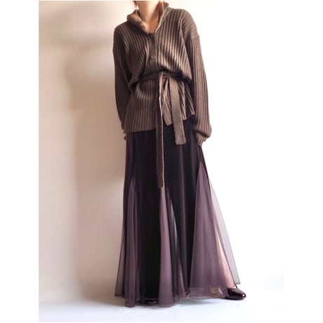 "Jessica howard" brown velours×tulle marmade skirt
