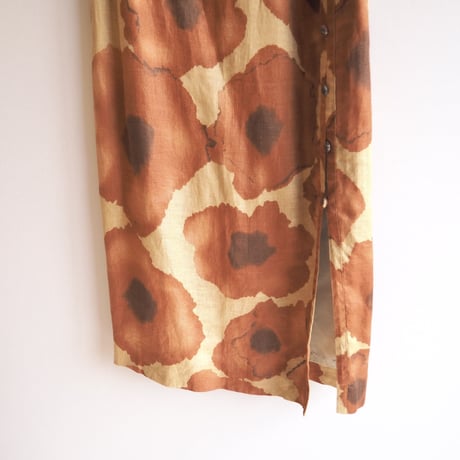 abstract print linen maxi skirt