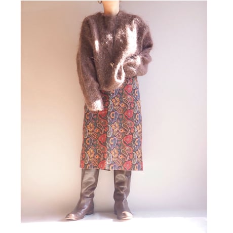 vintage paisley tapestry midi skirt