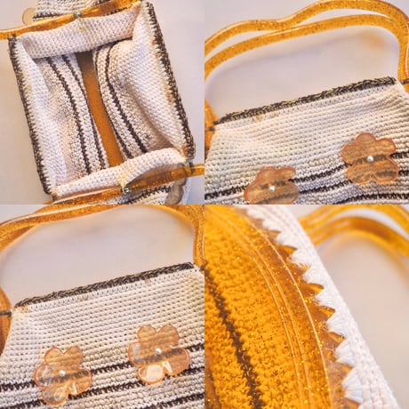 50〜60s floral beads × lucite woven bag
