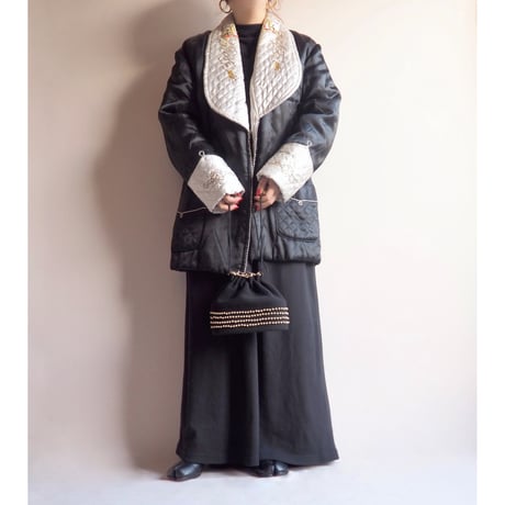 50〜60s chinese embroidered quilt jacket (BK)