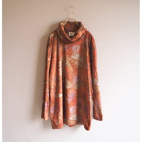 90s abstract turtleneck velours tops