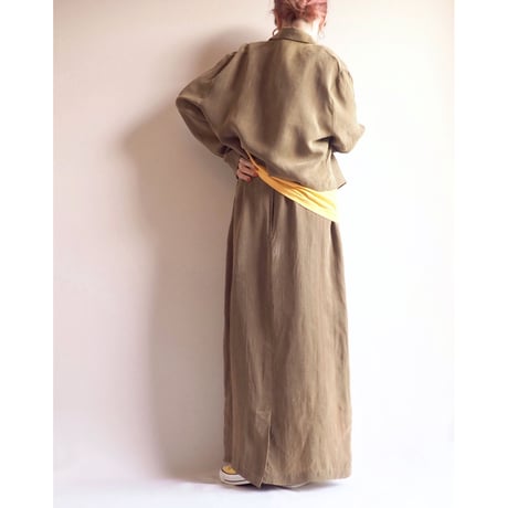 made in USA rayon olive set up (blouse & skirt)