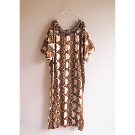 vintage african batik embroidered maxi dress