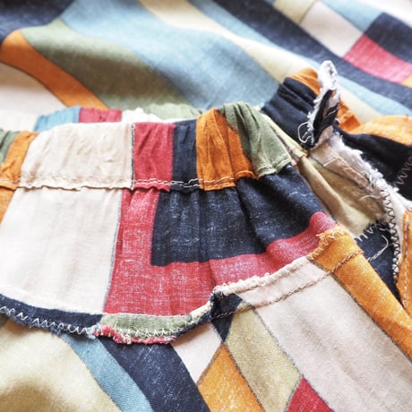 90s abstract mulch color flare skirt