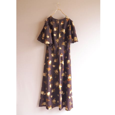 70s floral flare sleeve maxi dress