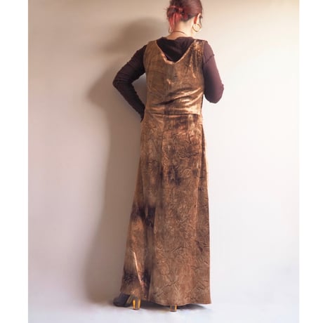 vintage textured velours sleeveless maxi dress
