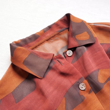 sheer brown abstract print shirts