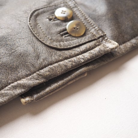 vintage drawstring design leather coat