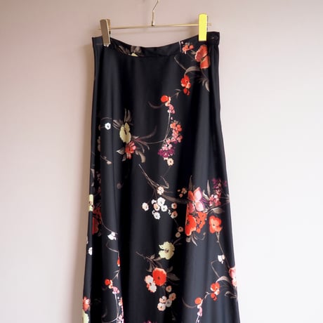 70〜80s floral maxi flare skirt