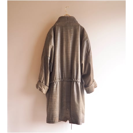 vintage drawstring design leather coat