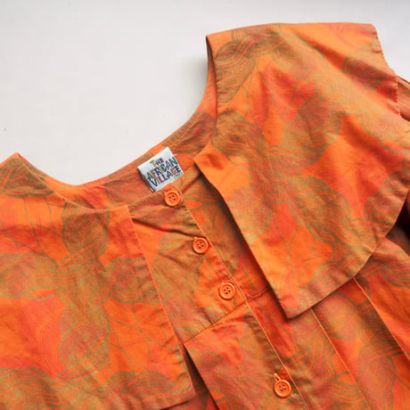 vintage big collar african batik tunic dress & skirt