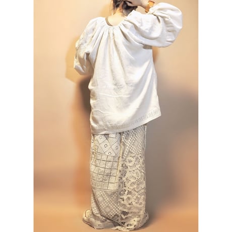 30s ukrainian white lace blouse
