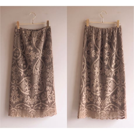 80s "Becky Bisoulis" filet lace blouse & skirt set