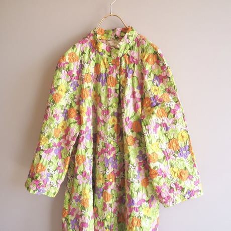 70s floral embossed house coat