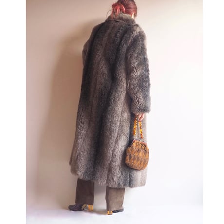70s "Furrage Tissavel" faux fur long coat