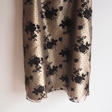 90s〜 "Coldwater Creek" floral flocky flare maxi skirt