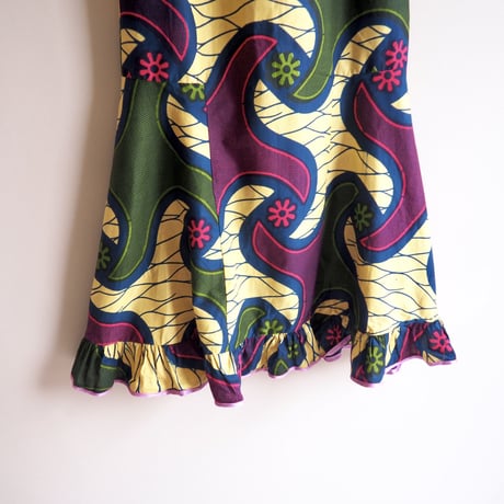 vintage african batik mermaid maxi skirt