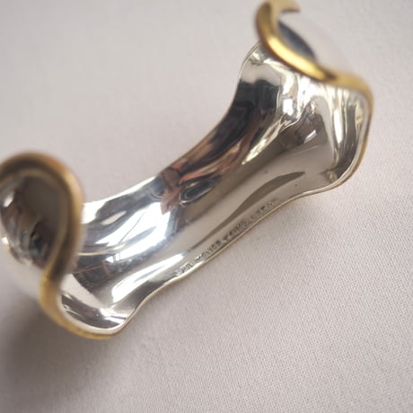 vintage "LATON" Mexican silver × brass wave cuff bangle