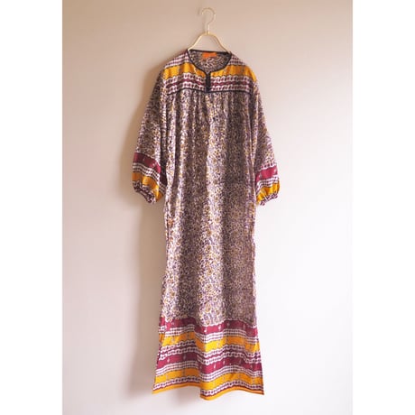 70s pakistan cotton floral maxi dress