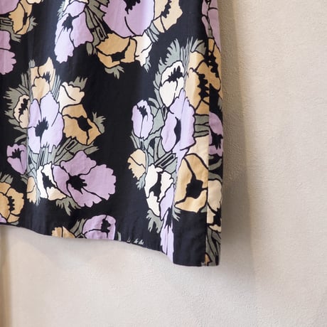 70s floral cotton maxi skirt
