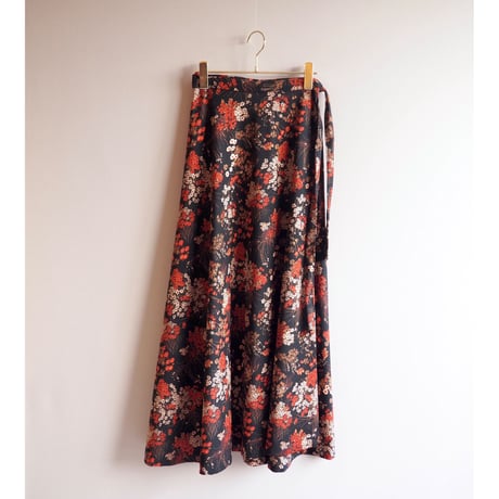vintage floral wrap maxi skirt