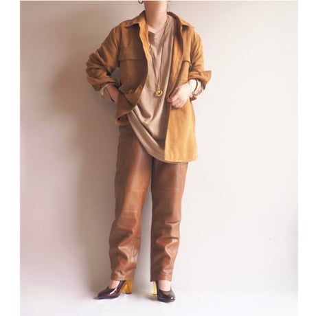 vintage camel leather tapered pants