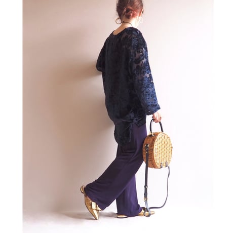 "Carol Little sport" floral velvet sheer blouse