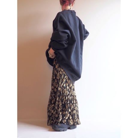made in USA Black×Gold tiered lace maxi skirt