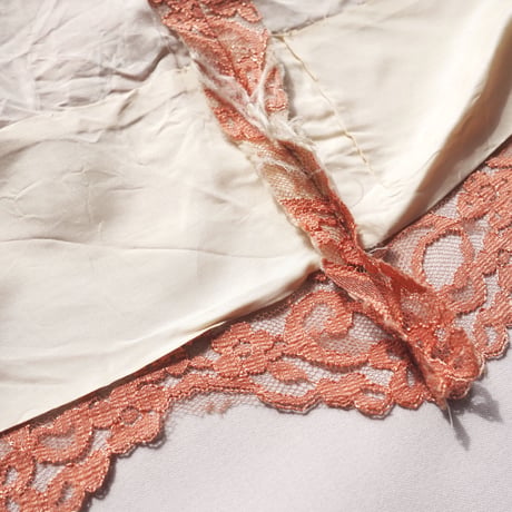 80s peach lace maxi skirt