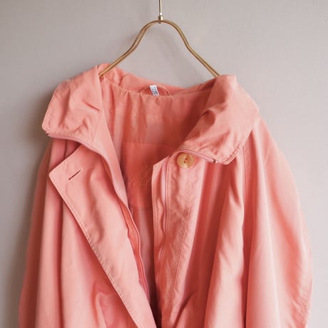 90s salmon pink drawstring design coat