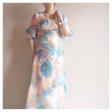 70s floral sheer maxi dress