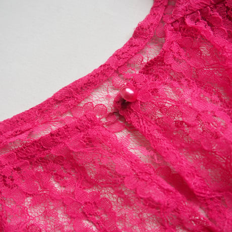 80s〜 vivid pink lace blouse