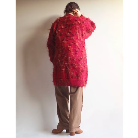 vintage fuzzy nep oversized cardigan