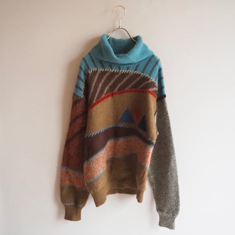 "jupe sport" turtleneck switching design sweater