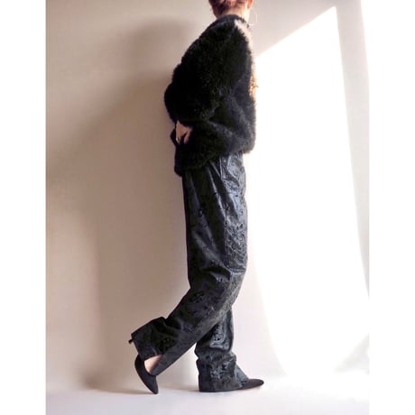 90s flocky floral high waist tapered pants