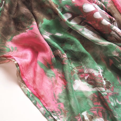 vintage abstract print sheer kaftan dress