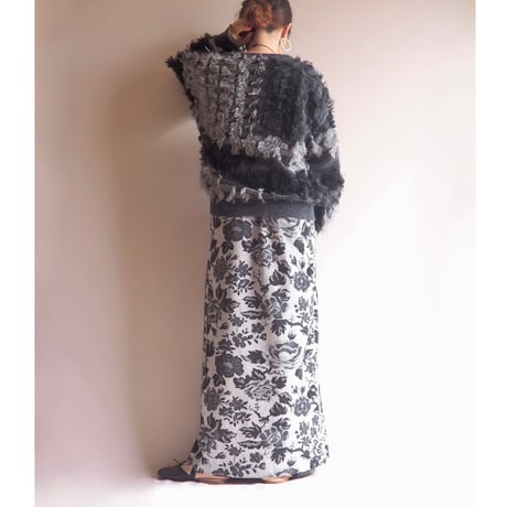 70s "Paula Brooks" floral knit maxi skirt