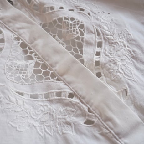 70s〜 puff sleeve cutwork lace folk blouse