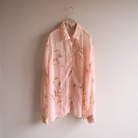 90s〜 floral oversized sheer blouse