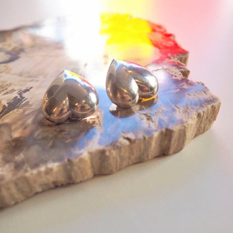 vintage Italy silver puffy heart earrings