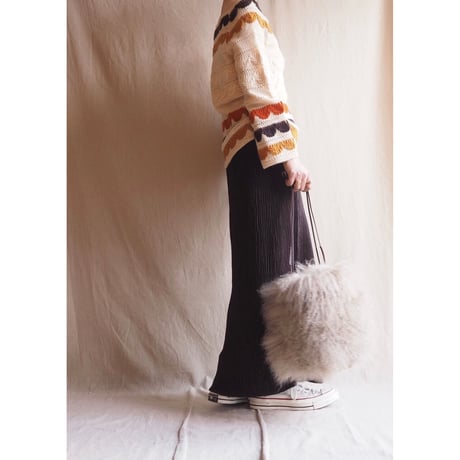70s boho scallop square neck sweater