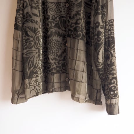 "Coldwater Creek" botanical velvet sheer blouse
